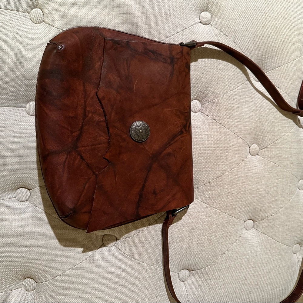 Ralph Lauren Double RL Rustic Brown Crossbody Bag - Picture 2 of 3